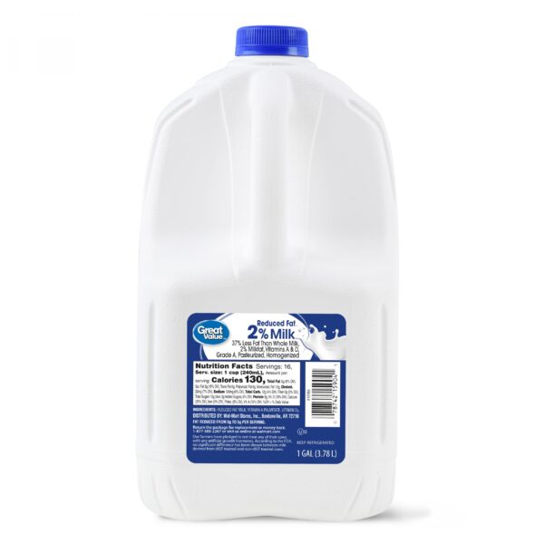 Great Value 2% Reduced-Fat Milk, 128 Fl Oz