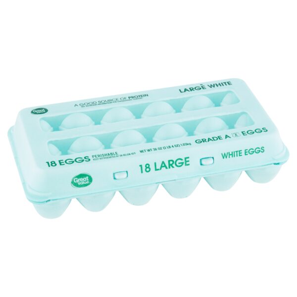 Great Value Large White Eggs, 18 Count